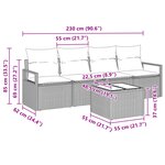 Ensemble de canapé de jardin 5 pièces avec coussins Beige Rotin