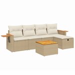 vidaXL Salon de jardin avec coussins 6 Pièces beige résine tressée