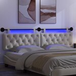 vidaXL Tête de lit suspendue Avec lumière LED Crème Velours