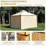 Tonnelle barnum style colonial 3 x 3 x 2 7 m double toit 4 toiles latérales avec zip beige et noir