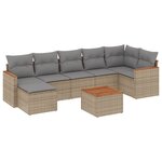 vidaXL Salon de jardin avec coussins 8Pièces mélange beige résine tressée