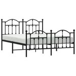 vidaXL Cadre de lit métal sans matelas avec pied de lit noir 150x200cm