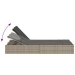 vidaXL Chaise longue double avec coussins gris clair résine tressée