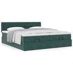 vidaXL Cadre de lit ottoman avec matelas vert foncé 160x200 cm velours
