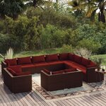 vidaXL Salon de jardin 12 Pièces avec coussins Marron Résine tressée