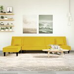 vidaXL Canapé-lit en forme de L jaune 255x140x70 cm velours