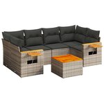 vidaXL Salon de jardin avec coussins 7 Pièces gris résine tressée