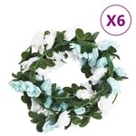 vidaXL Guirlandes de fleurs de Noël 6 Pièces bleu et blanc 240 cm