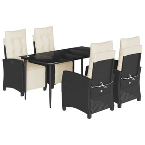 vidaXL Ensemble à manger de jardin coussins 5Pièces Noir Résine tressée
