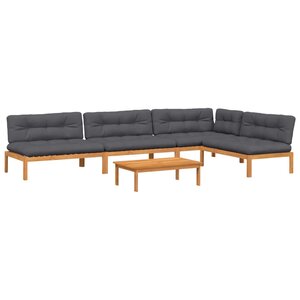 vidaXL Salon palette de jardin avec coussins 5Pièces bois d'acacia massif