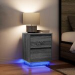 VidaXL Table de chevet avec lumières LED sonoma gris 38x34x50 cm