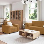 vidaXL Ensemble de canapés 3 Pièces avec coussins Marron Velours