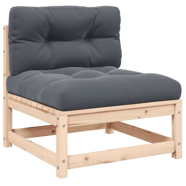 vidaXL Canapé central de jardin avec coussins Bois de pin massif