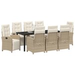 vidaXL Ensemble de salle à manger pour jardin 9 Pièces Beige polyrotin