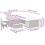 vidaXL Ensemble de canapé de jardin avec coussin 13 Pièces Noir et crème