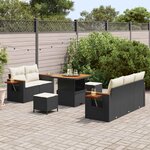 vidaXL Ensemble de canapé de jardin 8 Pièces Noir polyrotin