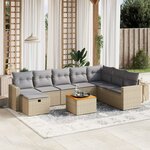 vidaXL Salon de jardin avec coussins 9Pièces mélange beige résine tressée