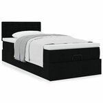vidaXL Lit ottoman avec matelas noir 100x200 cm tissu