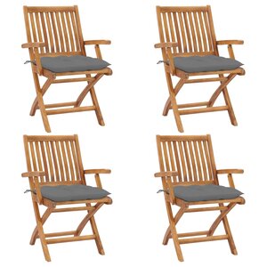 vidaXL Chaises pliables de jardin avec coussins lot de 4 Teck solide