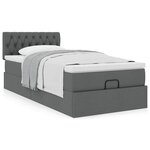 vidaXL Lit ottoman avec matelas gris foncé 90x200 cm tissu