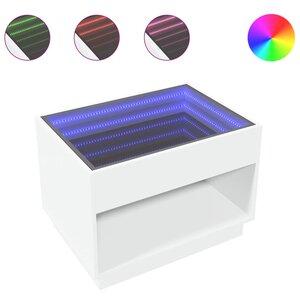 vidaXL Table basse avec LED infini blanc 70x50x50 cm