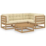 vidaXL Salon de jardin 5 Pièces avec coussins Bois de pin massif