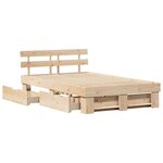 vidaXL Cadre de lit avec tiroir Marron 120 x 190 cm Bois massif en pin