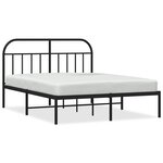 vidaXL Cadre de lit métal sans matelas avec tête de lit noir 135x190cm