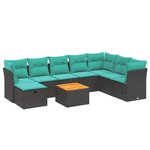 vidaXL Salon de jardin 9 Pièces avec coussins noir résine tressée
