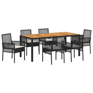 vidaXL Ensemble de salle à manger pour jardin 7 Pièces Noir polyrotin