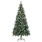 vidaXL Sapin de Noël avec pommes de pin et paillettes blanches 210 cm