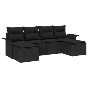 vidaXL Ensemble de Canapé de Jardin Ensemble de 5 Noir