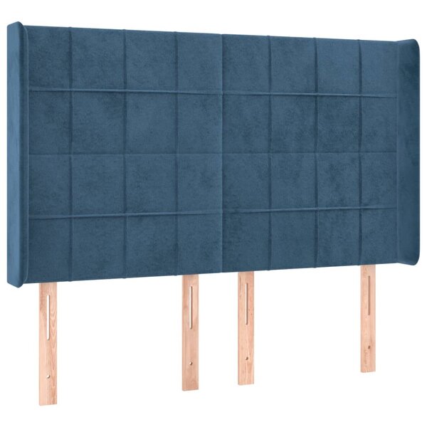vidaXL Tête de lit avec oreilles Bleu foncé 147x16x118/128 cm Velours