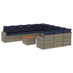 vidaXL Salon de jardin avec coussins 12 Pièces gris résine tressée