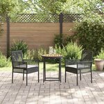 vidaXL Ensemble bistro de jardin 3 Pièces Noir Poly rotin