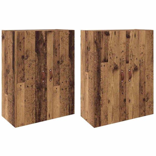 vidaXL Armoires Murailles 2 Pièces Bois ancien 69 5 x 34 x 90 cm