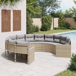 vidaXL Canapé de jardin avec coussins rond beige résine tressée