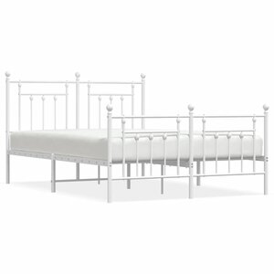 vidaXL Cadre de lit métal sans matelas et pied de lit blanc 150x200 cm