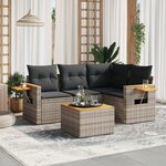 vidaXL Salon de jardin 5 Pièces avec coussins gris résine tressée
