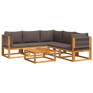 vidaXL Salon de jardin avec coussins 6 Pièces bois d'acacia solide