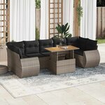 vidaXL Salon de jardin 8 Pièces avec coussins gris résine tressée