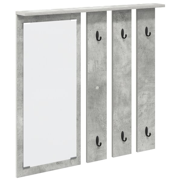 vidaXL Porte-manteau mural avec étagère Montage mural avec miroir Gris béton 84 x 10 x 80 cm