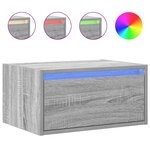 vidaXL Table de chevet murale avec lumières LED sonoma gris