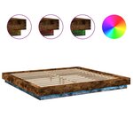 vidaXL Cadre de lit et lumières LED sans matelas chêne fumé 200x200 cm
