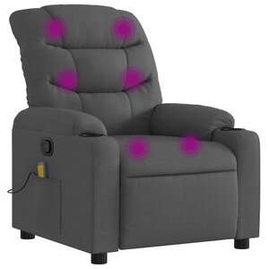 vidaXL Fauteuil de massage inclinable gris foncé tissu