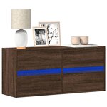 vidaXL Meuble TV mural avec lumières LED chêne marron 100x31x45 cm