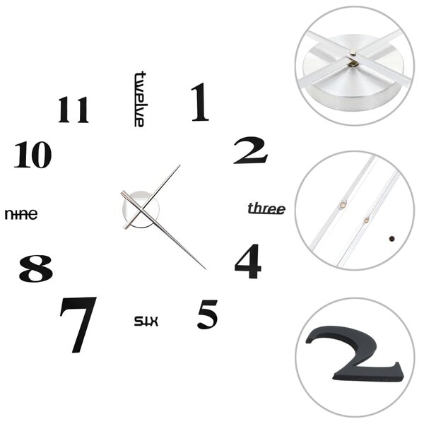 vidaXL Horloge murale 3D Design moderne 100 cm XXL Noir