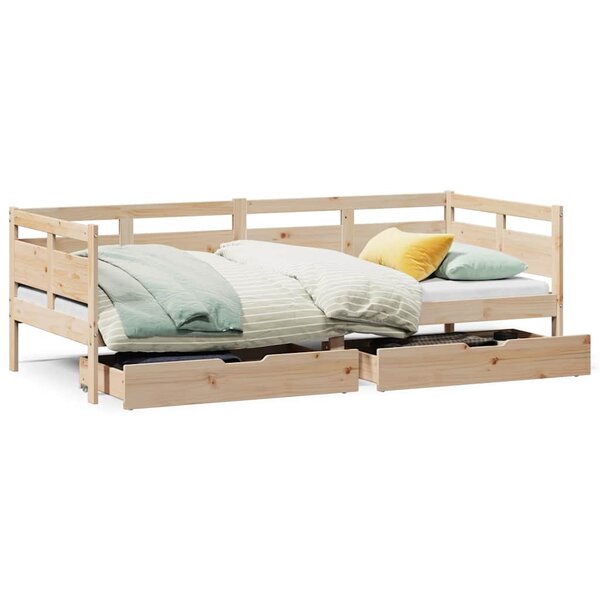 vidaXL Lit de jour avec tiroirs sans matelas 90x190 cm bois massif