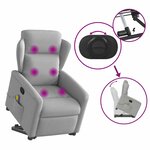 vidaXL Fauteuil de massage inclinable gris nuage tissu