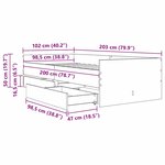 vidaXL Cadre de lit avec tiroir Bois Ancien 100 x 200 cm Pin massif